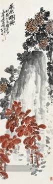  maler galerie - Wu cangshuo Chrysantheme und Stein Chinesischer Malerei